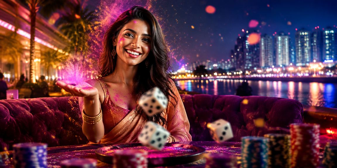 Colorful Indian dice game played during Holi festival