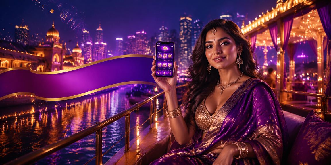 Indian mobile user playing casino games at night market